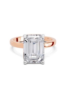 Sparkles - Lab Grown Diamond 5 Ct Emerald Shape Solitaire Ring IGI Certified 14K Rose Gold