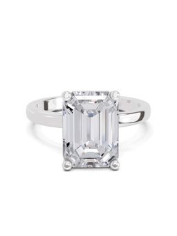 Sparkles - Lab Grown Diamond 5 Ct Emerald Shape Solitaire Ring IGI Certified 14K White Gold