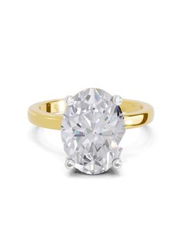 Sparkles - Lab Grown Diamond 4 Ct Oval Shape Solitaire Ring IGI Certified 14K Yellow Gold