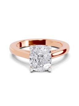 Sparkles - Lab Grown Diamond 3 Ct Cushion Shape Solitaire Ring IGI Certified 14K Rose Gold