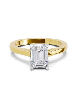 Sparkles - Lab Grown Diamond 2.1 Ct Emerald Shape Solitaire Ring IGI Certified 14K Yellow Gold