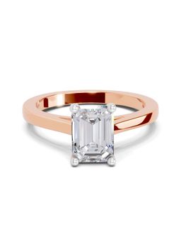 Sparkles - Lab Grown Diamond 2.1 Ct Emerald Shape Solitaire Ring IGI Certified 14K Rose Gold