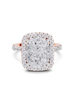 Sparkles - Lab Grown Diamond 5.71 Ct Cushion Shape Halo Ring IGI Certified 14K Rose Gold