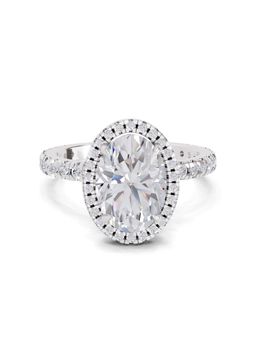 Sparkles - Lab Grown Diamond 2.6 Ct Oval Shape Halo Ring IGI Certified 14K White Gold