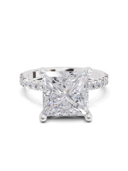 Sparkles - Lab Grown Diamond 4.22 Ct Princess Shape Solitaire Ring IGI Certified 14K White Gold