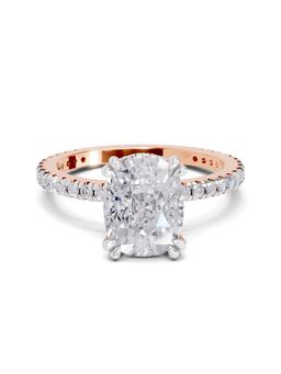 Sparkles - Lab Grown Diamond 3.19 Ct Cushion Shape Solitaire Ring IGI Certified 14K Rose Gold