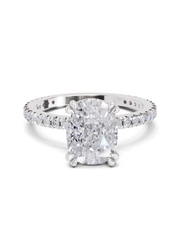 Sparkles - Lab Grown Diamond 3.19 Ct Cushion Shape Solitaire Ring IGI Certified 14K White Gold
