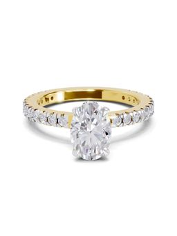 Sparkles - Lab Grown Diamond 1.41 Ct Oval Shape Solitaire Ring IGI Certified 14K Yellow Gold