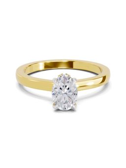 Sparkles - Lab Grown Diamond 0.81 Ct Oval Shape Solitaire Ring IGI Certified 14K Yellow Gold