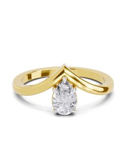 Sparkles - Lab Grown Diamond 0.5 Ct Pear Shape Solitaire Ring IGI Certified 14K Yellow Gold