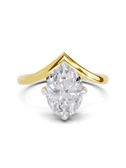 Sparkles - Lab Grown Diamond 2 Ct Oval Shape Solitaire Ring IGI Certified 14K Yellow Gold