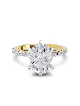 Sparkles - Lab Grown Diamond 2.29 Ct Oval Shape Solitaire Ring IGI Certified 14K Yellow Gold