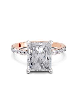 Sparkles - Lab Grown Diamond 4.25 Ct Radiant Shape Solitaire Ring IGI Certified 14K Rose Gold