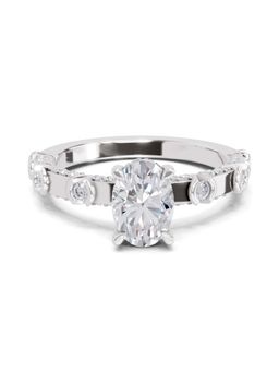 Sparkles - Lab Grown Diamond 1.39 Ct Oval Shape Solitaire Ring IGI Certified 14K White Gold
