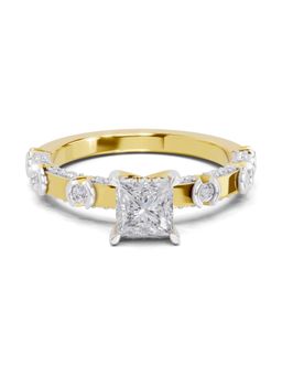 Sparkles - Lab Grown Diamond 0.89 Ct Princess Shape Solitaire Ring IGI Certified 14K Yellow Gold