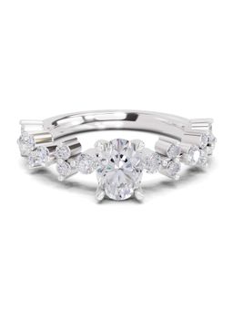 Sparkles - Lab Grown Diamond 1.24 Ct Oval Shape Solitaire Ring IGI Certified 14K White Gold