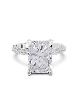 Sparkles - Lab Grown Diamond 5.37 Ct Emerald Shape Solitaire Ring IGI Certified 14K White Gold