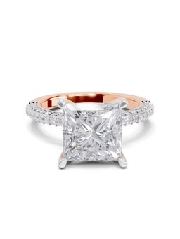 Sparkles - Lab Grown Diamond 4.37 Ct Princess Shape Solitaire Ring IGI Certified 14K Rose Gold