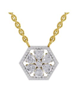 Sparkles - Lab Grown 1.63 Pear and Round Shape Floral Necklace 14K Yellow Gold