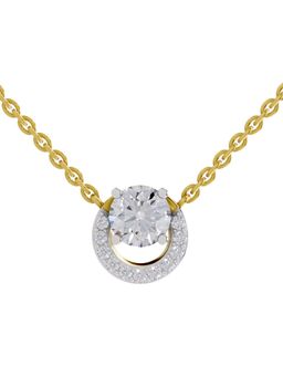 Sparkles - Lab Grown 1.15 Round Shape Halo Necklace 14K Yellow Gold