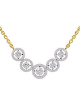 Sparkles - Lab Grown 1 Round Shape Halo Necklace 14K Yellow Gold