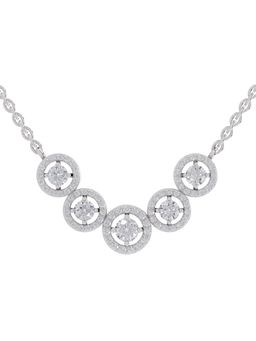 Sparkles - Lab Grown 1 Round Shape Halo Necklace 14K White Gold
