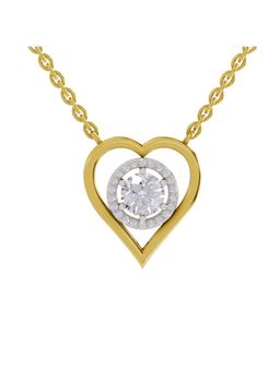Sparkles - Lab Grown 0.61 Round Shape Heart Halo Necklace 14K Yellow Gold