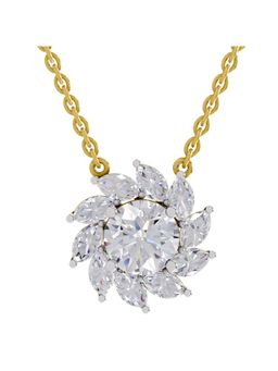 Sparkles - Lab Grown 3.30 Round Shape Floral Necklace 14K Yellow Gold