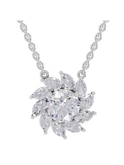 Sparkles - Lab Grown 3.30 Round Shape Floral Necklace 14K White Gold