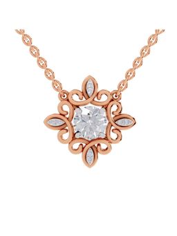 Sparkles - Lab Grown 0.84 Round Shape Halo Necklace 14K Rose Gold