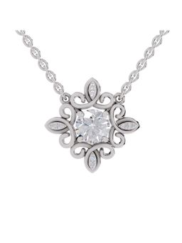 Sparkles - Lab Grown 0.84 Round Shape Halo Necklace 14K White Gold