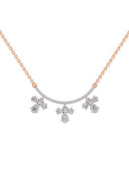 Sparkles - Lab Grown 1.91 Pear and Round Shape Floral Drop Necklace 14K Rose Gold