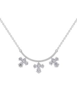 Sparkles - Lab Grown 1.91 Pear and Round Shape Floral Drop Necklace 14K White Gold