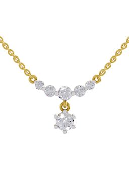 Sparkles - Lab Grown 1.13 Round Shape Graduated Diamond Drop Necklace 14K Yellow Gold