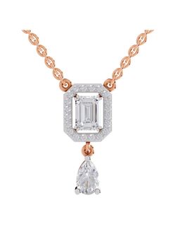 Sparkles - Lab Grown 1.32 Emerald Shape Halo Drop Necklace 14K Rose Gold