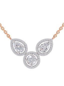 Sparkles - Lab Grown 1.83 Pear and Round Shape Halo Necklace 14K Rose Gold