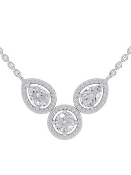 Sparkles - Lab Grown 1.83 Pear and Round Shape Halo Necklace 14K White Gold
