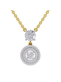 Sparkles - Lab Grown 1.71 Round Shape Halo Diamond Drop Necklace 14K Yellow Gold