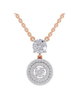 Sparkles - Lab Grown 1.71 Round Shape Halo Diamond Drop Necklace 14K Rose Gold