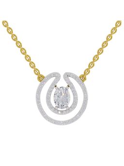 Sparkles - Lab Grown 1.03 Oval and Round Shape Halo Necklace 14K Yellow Gold