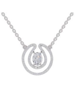 Sparkles - Lab Grown 1.03 Oval and Round Shape Halo Necklace 14K White Gold