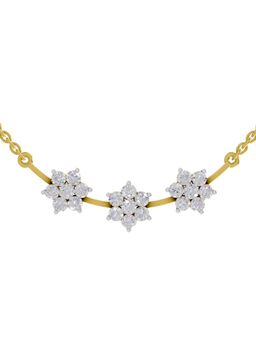 Sparkles - Lab Grown 0.92 Round Shape Floral Necklace 14K Yellow Gold