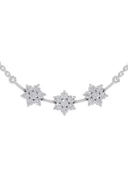 Sparkles - Lab Grown 0.92 Round Shape Floral Necklace 14K White Gold