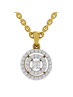 Sparkles - Lab Grown Pendant 0.28 Round Shape Double Halo Pendant 14K Yellow Gold