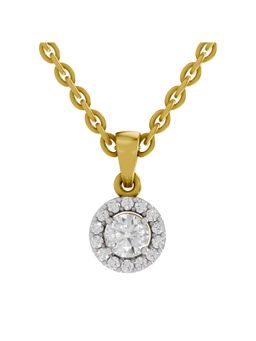 Sparkles - Lab Grown Pendant 0.36 Round Shape Halo Pendant 14K Yellow Gold