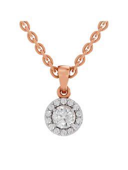 Sparkles - Lab Grown Pendant 0.36 Round Shape Halo Pendant 14K Rose Gold