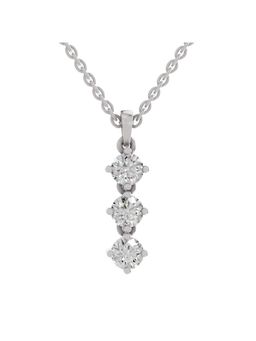Sparkles - Lab Grown Pendant 1.14 Round Shape 3 Stone Pendant 14K White Gold