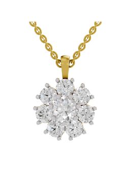 Sparkles - Lab Grown Pendant 3.24 Round Shape Floral Pendant 14K Yellow Gold