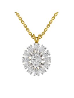 Sparkles - Lab Grown Pendant 3.04 Oval and Pear Shape Floral Cluster Pendant 14K Yellow Gold