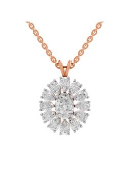 Sparkles - Lab Grown Pendant 3.04 Oval and Pear Shape Floral Cluster Pendant 14K Rose Gold